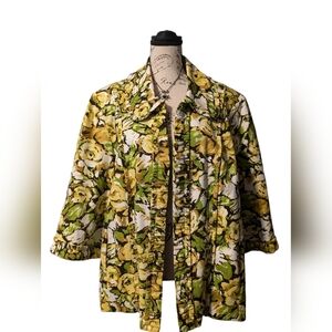 Lavender & Honey Women Floral Open Lined Jacket 3/4 Sleeves